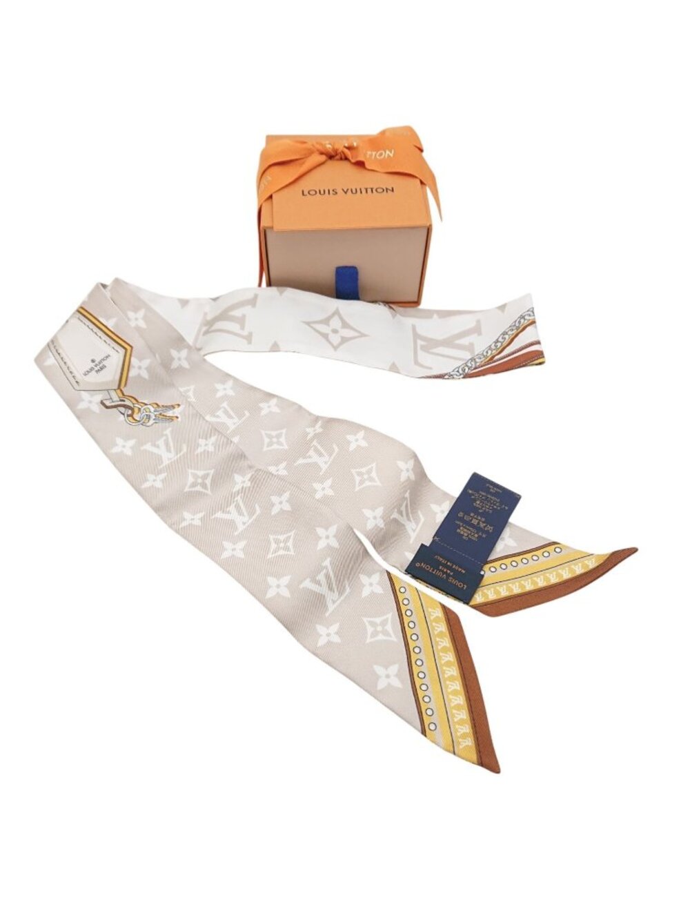 Louis Vuitton Bandeau BB Ultimate for Beige White Silk Gift Scarf